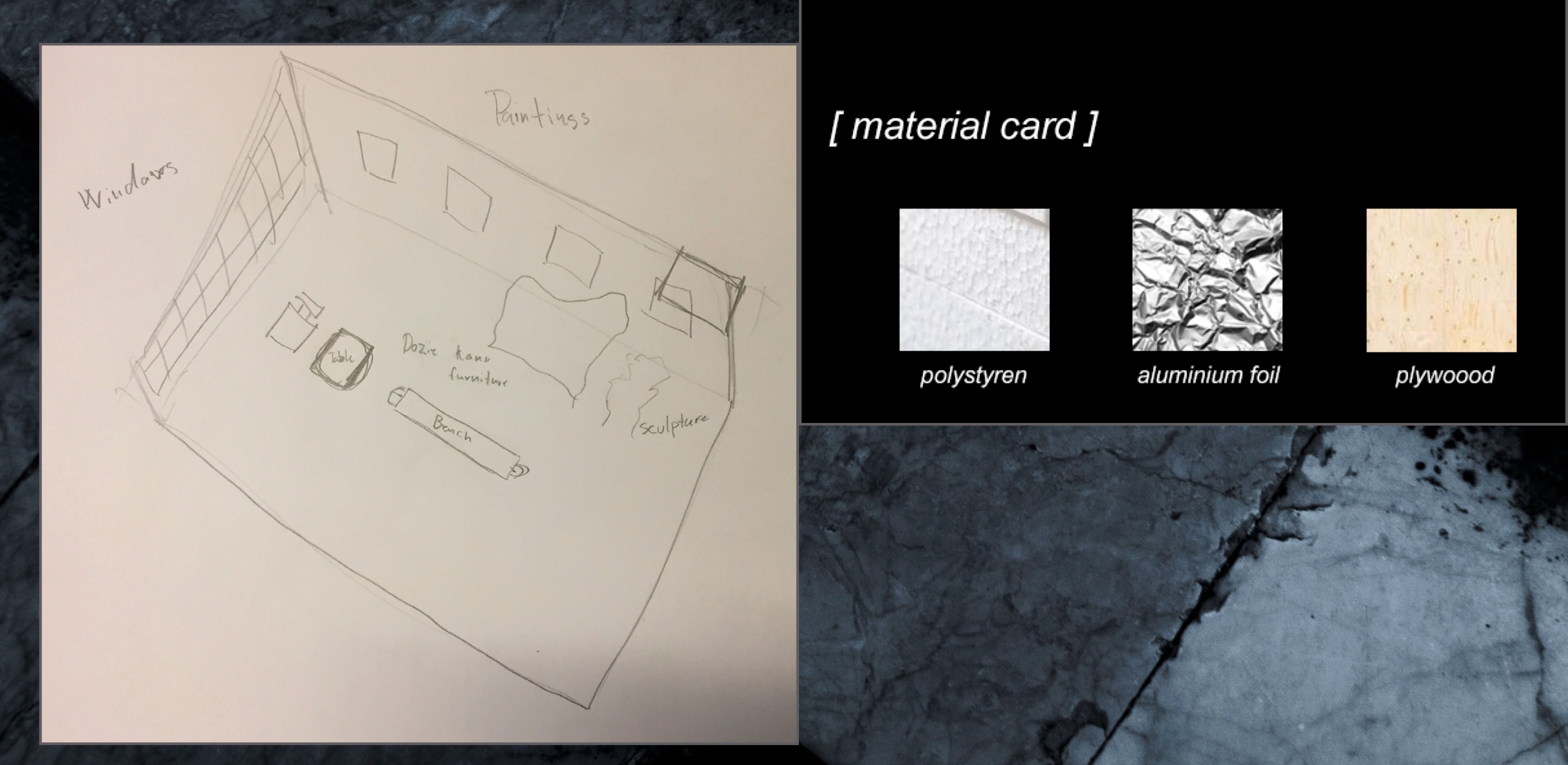 exhibition sketch with material card